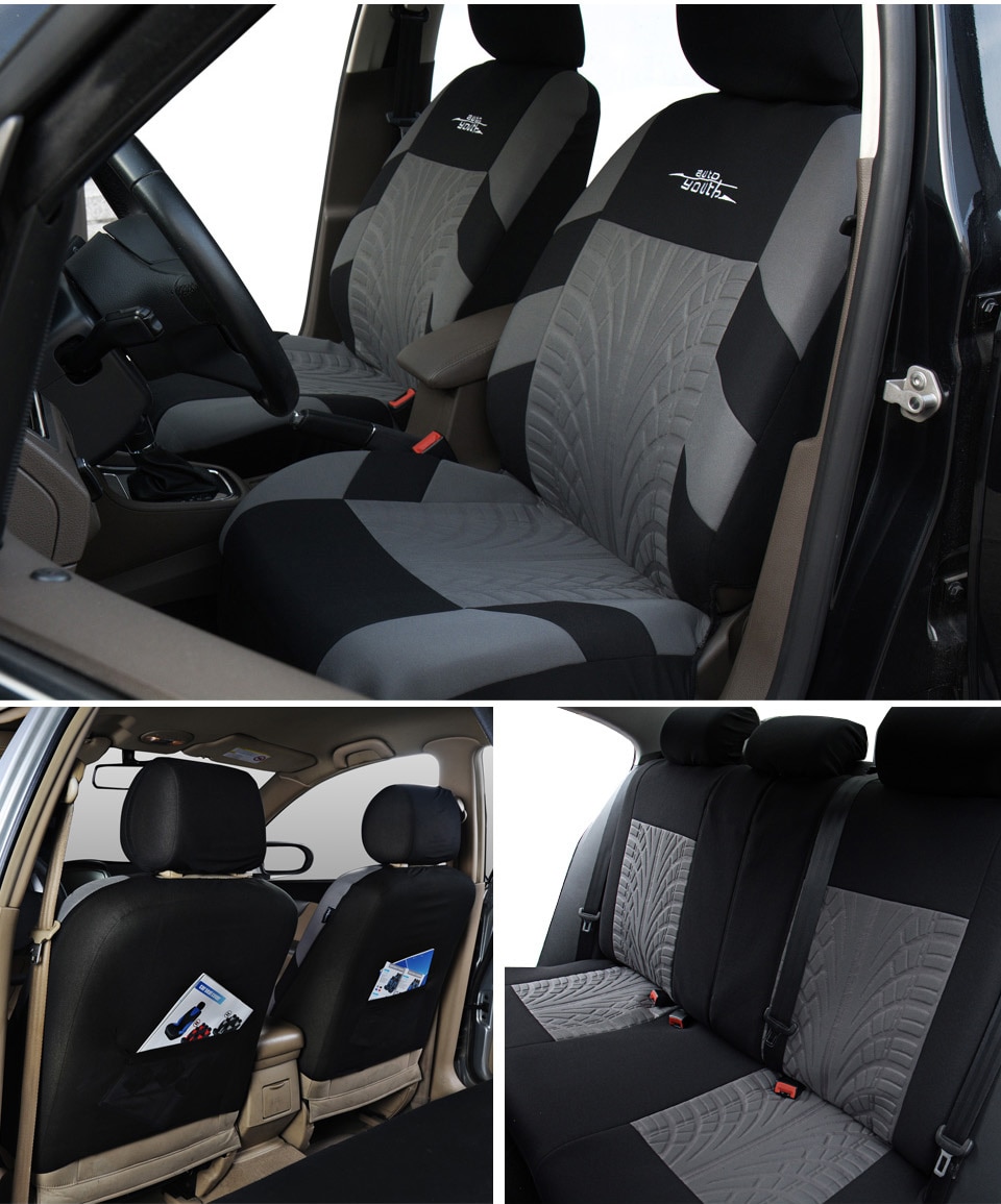 Universal Tire Track Patterned Car Seat Covers Set Universal Tire Track Patterned Car Seat Covers Set